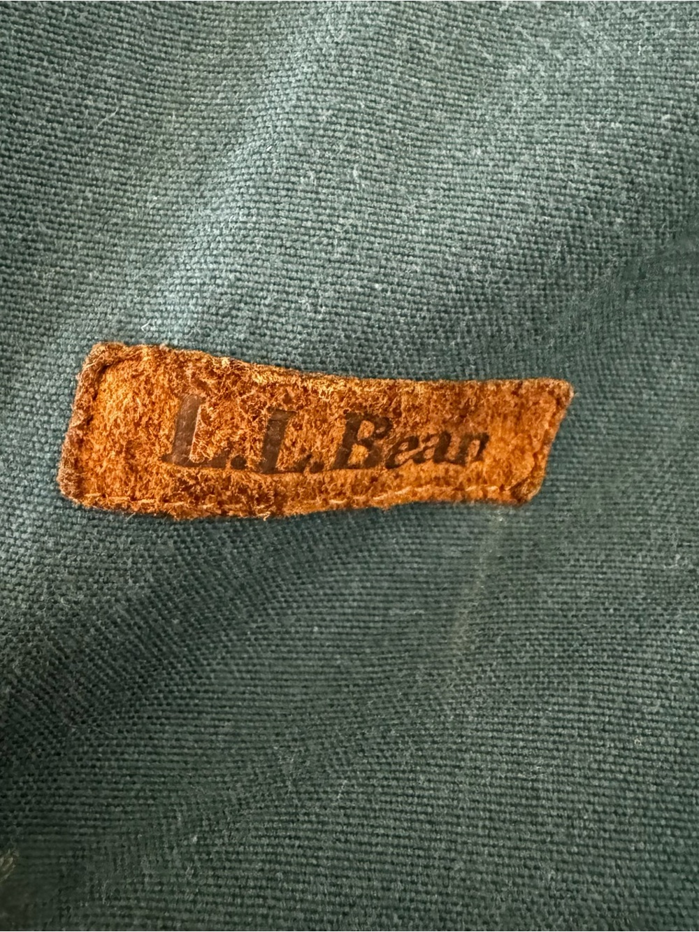 Vtg LL Bean Wool Flannel Lined Canvas Bomber Jacket Large Full Zio Leather Trim - Picture 3 of 4